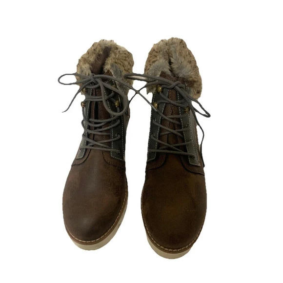 ROCKET DOG SHELBY BROWN ANKLE BOOTS WOMENS 11 W/FUR TRIM Great Condition - Picture 1 of 9